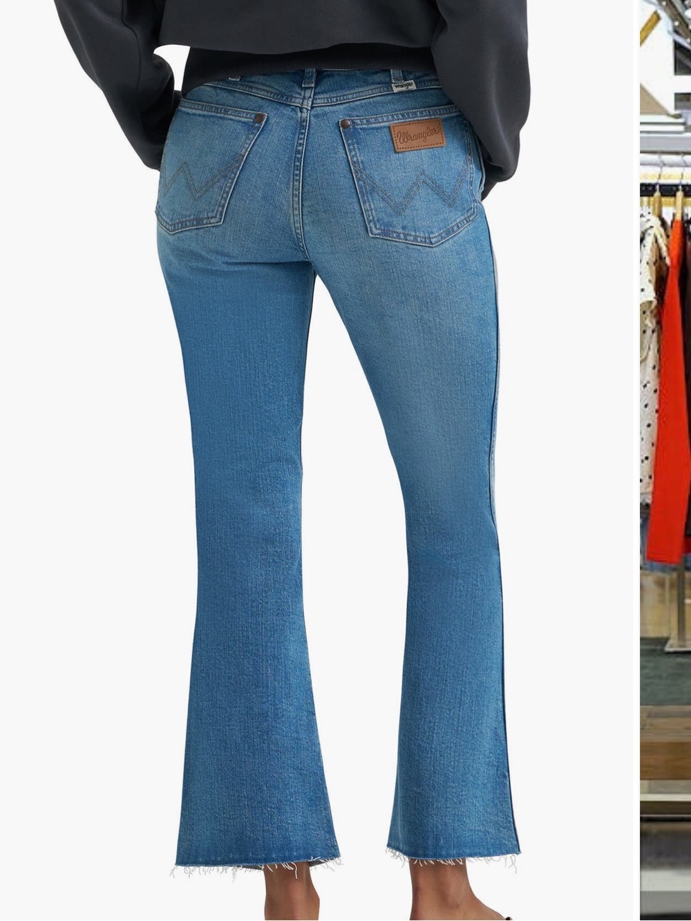 Wrangler Raw Hem High Waist Kick Flare Jeans - Picture 2 of 6